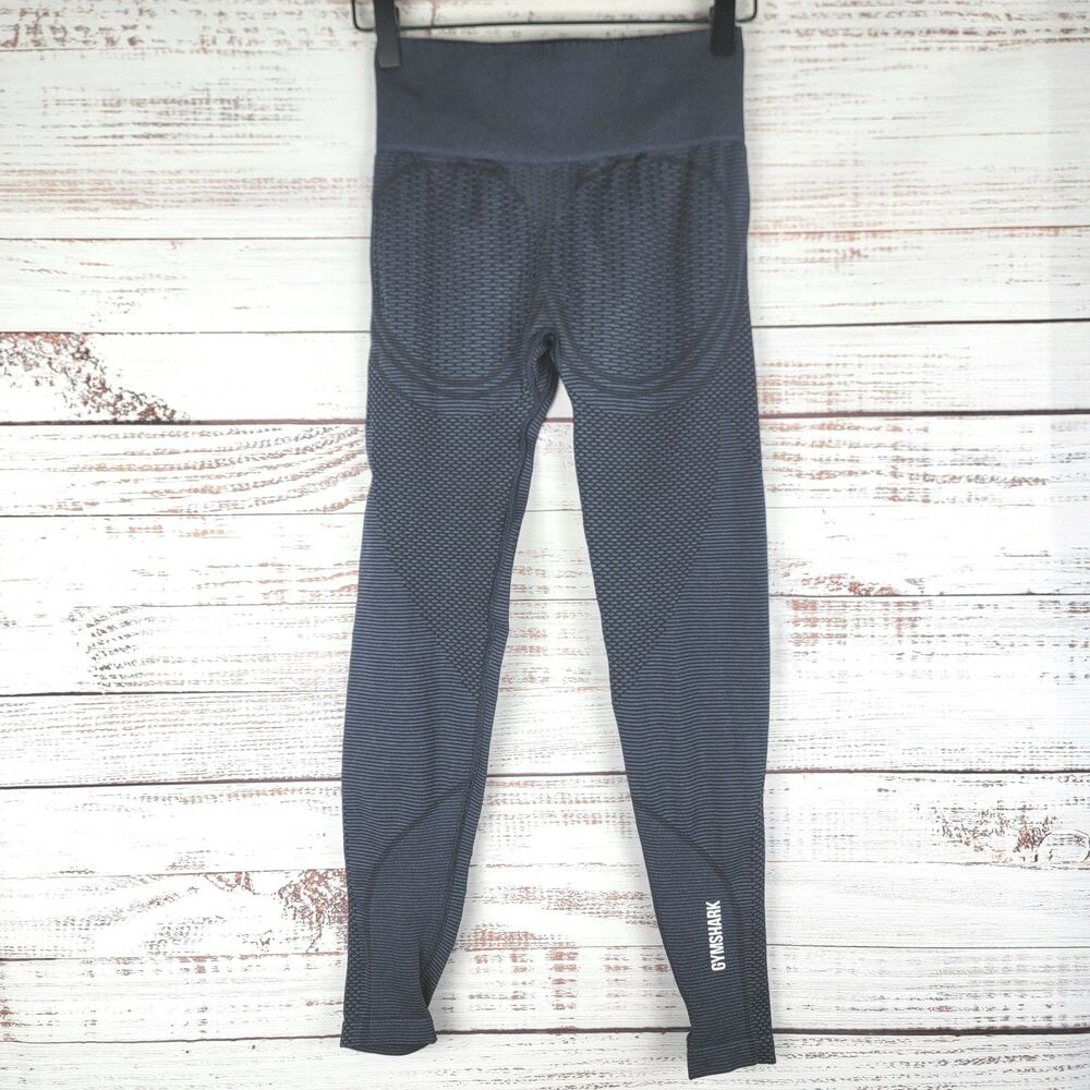 GYMSHARK SEAMLESS TEXTURED LEGGING B2B9V WOMENS SIZE S BLUE BLACK GYM FITNESS